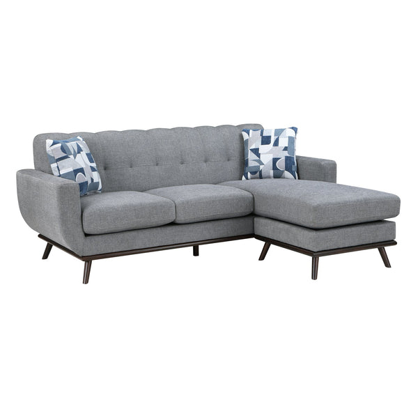 English Elm Solid Wood Leg Chenille Sectional Sofa with Reversible Chaise Mid-century Living Room B011P256666