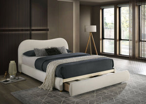 English Elm White Glam Queen Bed with High-Gloss Finish and LED Headboard, Engineered Wood Modern Design White 32 L x 21 W x 15 H B2741S00720