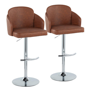 English Elm Fixed-height Swivel Counter Stools with Faux Leather Seats and Chrome Footrest Set of 2 Camel B202S02177