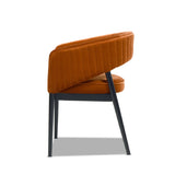 English Elm Mirah Modern Open Barrel Dining Chair, Burnt Orange Performance Velvet