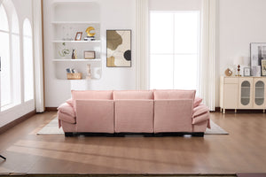 English Elm Sectional Cloud Sofa Modular Deep Seat Corduroy Upholstered Living Room Couch with Storage Pink W395S00131