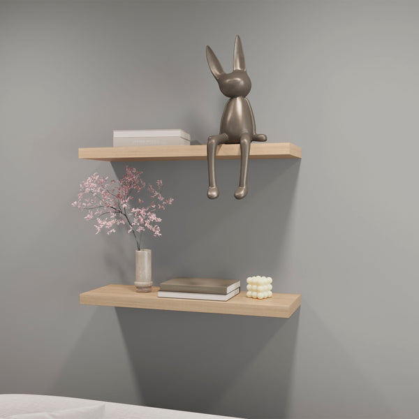 English Elm Iva Floating Shelf Set of 2 in Light Pine Melamine — Recessed 31.5" Wide Decorative Storage Solution B128P237135