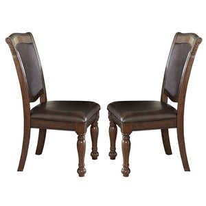English Elm Wood Frame Carved Camelback Dining Chairs Traditional Leatherette Set for Formal Rooms B056P412646