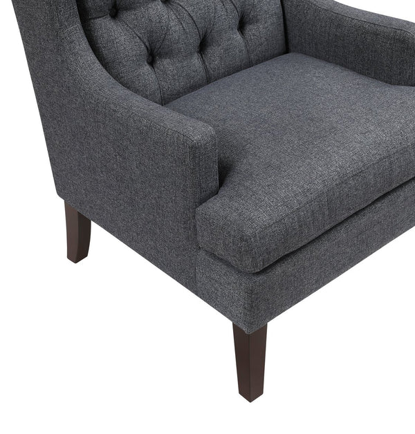 English Elm 1Pc Button-Tufted Dark Gray Accent Chair With Foam Cushion For Elegant Living Room & Office Decor B011P287708