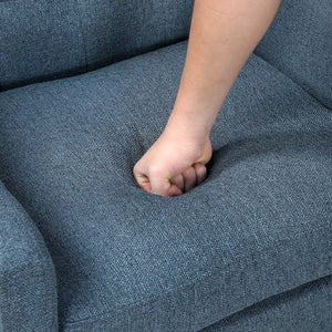 English Elm Contemporary Button-Tufted Accent Chair with Plush Fabric, Curved Arms and Solid Wood Legs for Living Blue 26.5 L x 28.5 W x 22.5 H B011P281834