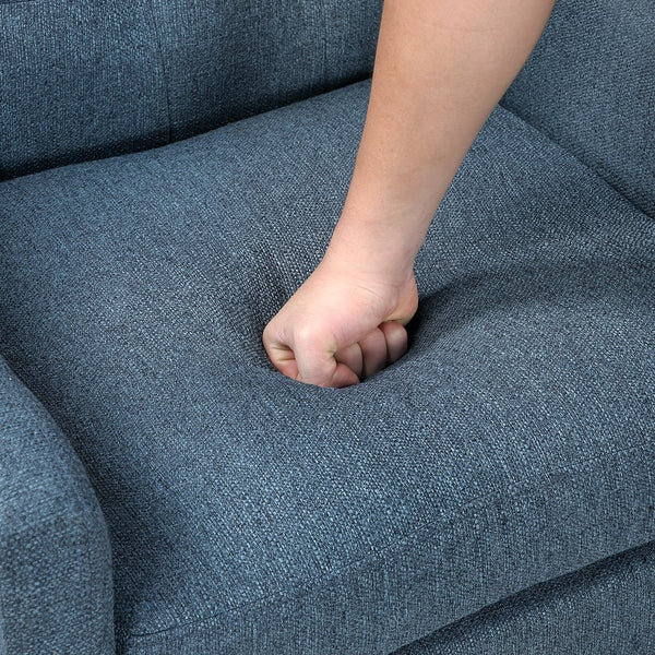 English Elm Contemporary Button-Tufted Accent Chair with Plush Fabric, Curved Arms and Solid Wood Legs for Living Blue 26.5 L x 28.5 W x 22.5 H B011P281834