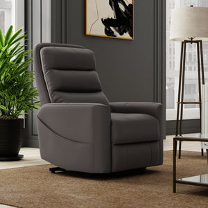 English Elm Faux Power Lift Chair with Premium Faux Leather, USB Charging, Side Pockets & Quiet Motor Recline Grey B339P409530