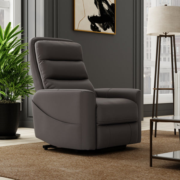 English Elm Faux Power Lift Chair with Premium Faux Leather, USB Charging, Side Pockets & Quiet Motor Recline Grey B339P409530