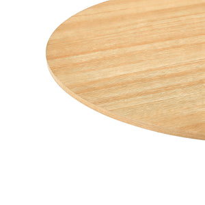 English Elm 31.5" Round Mdf Pedestal Dining Table Mid-century Modern Sculpted Base Seats Four Oak W234P405177