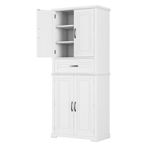 English Elm Christopher Knight Home® - Bathroom Storage Cabinet with Doors Drawer and Adjustable Shelves — MDF Build, Anti-Tip Safety, Modern Appeal White N759P241667K