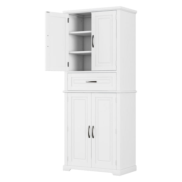 English Elm Christopher Knight Home® - Bathroom Storage Cabinet with Doors Drawer and Adjustable Shelves — MDF Build, Anti-Tip Safety, Modern Appeal White N759P241667K