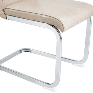 English Elm Set of 2 Glam Faux Alligator Pvc Dining Chairs with Crystal Buckle Bow Legs Beige W3875P371037