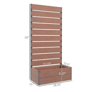 English Elm Outsunny Raised Planter Box with Vertical Trellis Composite Wood Outdoor Patio Garden Brown W2225P174394