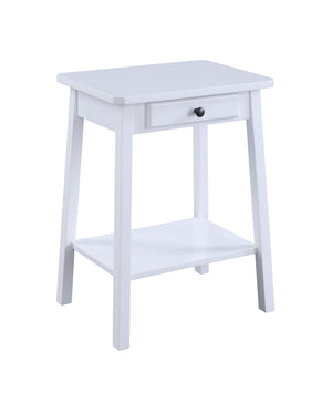 English Elm Kaife White Finish Accent Table with Drawer & Shelf, MDF Rectangular Top, 40lb Capacity, KD B2726P295243