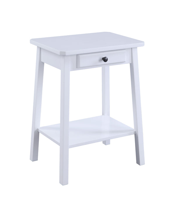 English Elm Kaife White Finish Accent Table with Drawer & Shelf, MDF Rectangular Top, 40lb Capacity, KD B2726P295243