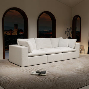 English Elm 108.3*39.4"modular Sectional Sofa Plush Corduroy Three Piece Reversible Chaise Living Room White W3819S00084