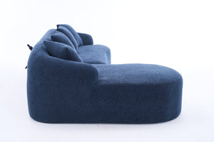 English Elm Compression Compression Sponge Sofa Curved Modular Sectional with 30D High-Density Chenille Sleeper for Cozy Apartment Living Room Comfort and Safe Rounded Design Navy Blue W2231S00030