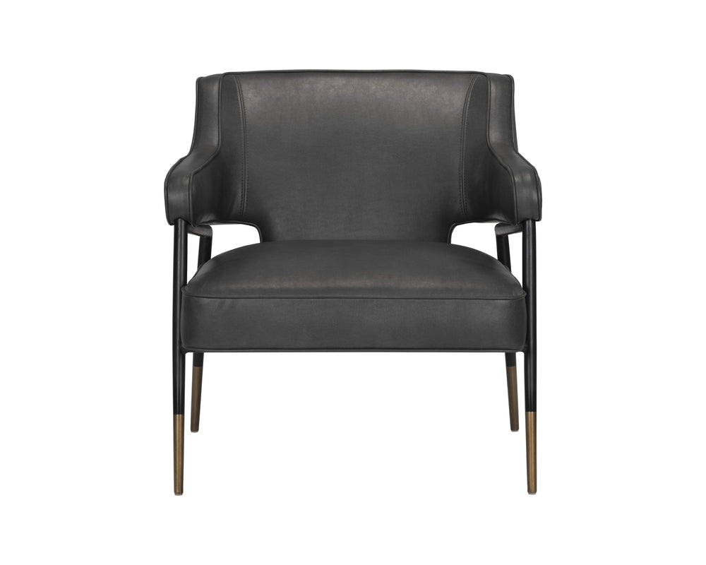 Sunpan Derome Mid-century Lounge Chair In Bravo Portabella Faux Leather With Sculpted Design & Gold Accents Grey Faux Leather 107316