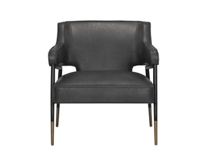 Sunpan Derome Mid-century Lounge Chair In Bravo Portabella Faux Leather With Sculpted Design & Gold Accents Grey Faux Leather 107316