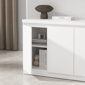 English Elm Griffin 62" Sideboard with Soft-Close Doors and Fixed Shelves for Sleek Modern Storage Solutions White B365P397667