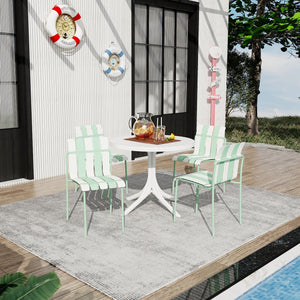 English Elm Summer Outdoor Dining Set Stackable Pp Chairs Round Table Uv Resistant Patio Cream White,Haze Green,White W3450S00115