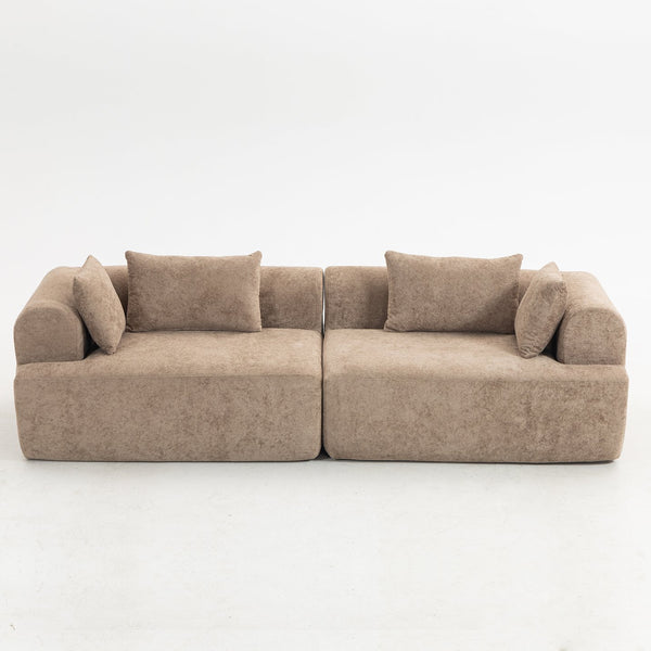 English Elm Full-foam Bouclé Modular Sectional Sofa Two Piece Cloud Silhouette Living Room Seating Brown W3326P443475