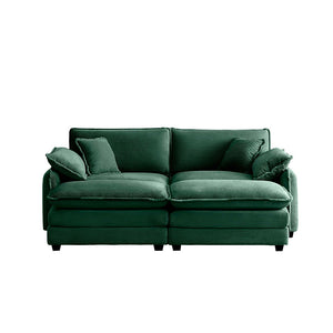 English Elm Two-Seater Theater Sofa In Luxurious Green Corduroy With Footrests – Perfect For Small Spaces! W714S00731-GIGA