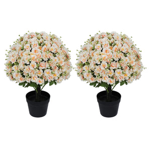 English Elm 24-inch Faux Snow Lotus Potted Arrangement Uv Resistant Lifelike Floral Set of Two White+Pink W2945P458460