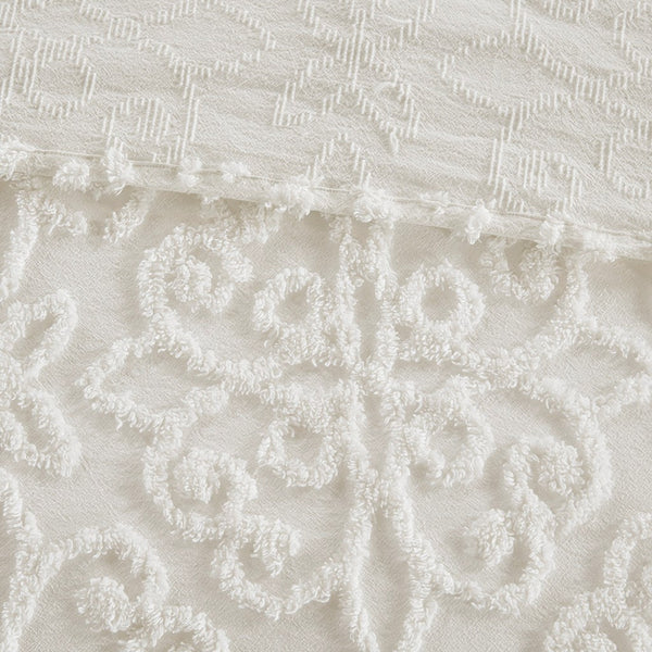 English Elm 3 Piece Tufted Cotton Chenille Bedspread Set Full/Queen — Shabby Chic Floral Medallion, OEKO-TEX Certified Comfort Off White 16.14 L x 18.11 W x 5.12 H B035129061