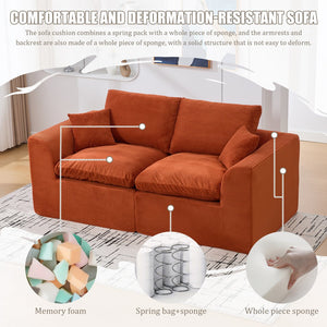 English Elm UNITED Cloud Couch Modular Sectional Sofa with Corduroy Cover, Ergonomic 2-Seater, No Assembly Needed Orange W1568P371118