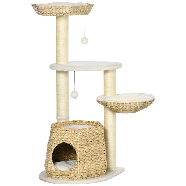 English Elm Pawhut Multi-level Indoor Cat Tree with Sisal Posts Condo Hammock and Hanging Toy W2225P217053