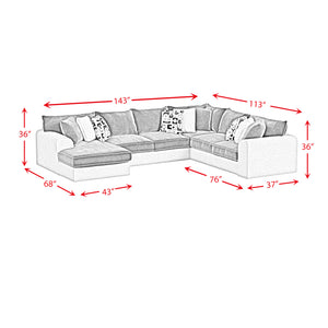 English Elm Klein 3PC Sectional Set - Bentley Ash/Zaftig Ebony Two-Tone Modern L-Shaped Sofa with Pillows B2740S00009