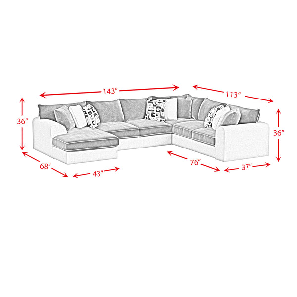 English Elm Klein 3PC Sectional Set - Bentley Ash/Zaftig Ebony Two-Tone Modern L-Shaped Sofa with Pillows B2740S00009