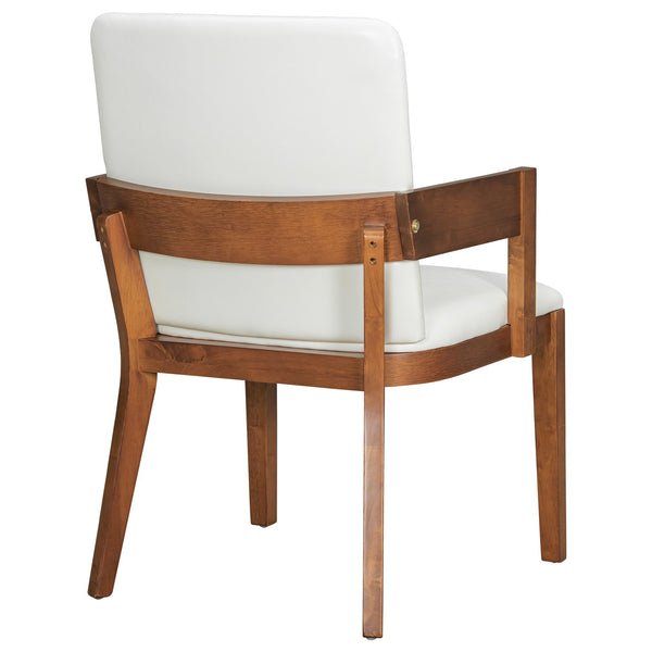 English Elm Modern Ergonomic PU Leather Dining Chairs Set of 2 with Reinforced Lumbar Support, Compact Style & Comfort Walnut,White N842P299017H