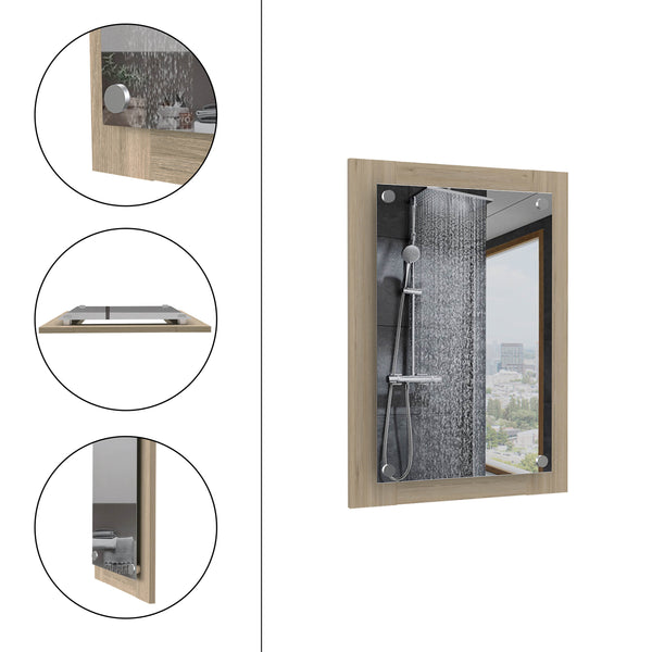 English Elm Siena Light Pine Bathroom Mirror with Manufactured Wood Frame — Sleek Modern Design, Versatile Hanging, Easy Assembly B200133177