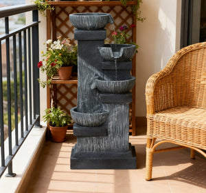 English Elm 4-tier Resin Cascading Outdoor Fountain with Led Lights Stone Look Patio Decor T3971P421171
