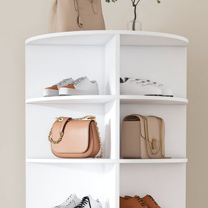 English Elm Rotating Seven Tier Shoe Tower Organizer Holds 28 Pairs with Spinning Base W2699P390457