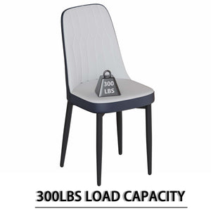 English Elm 63" Modern Cream Mdf Dining Table Set With 4 Blue Pu Chairs, Sturdy Design, Easy Assembly & Comfort! W2189S00694