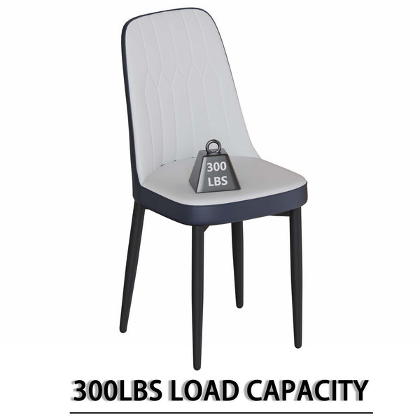 English Elm 63" Modern Cream Mdf Dining Table Set With 4 Blue Pu Chairs, Sturdy Design, Easy Assembly & Comfort! W2189S00694