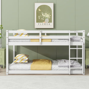English Elm Solid Wooden Twin Over Twin Bunk Bed In White - Sturdy Rubberwood Frame With Reinforced Slats W504P191646-GIGA