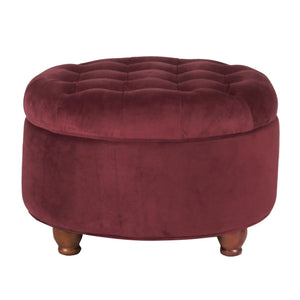 English Elm Velvet Tufted Round Ottoman with Hidden Storage for Living Room or Bedroom B056P417127