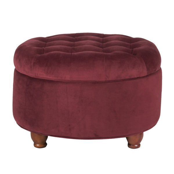 English Elm Velvet Tufted Round Ottoman with Hidden Storage for Living Room or Bedroom B056P417127