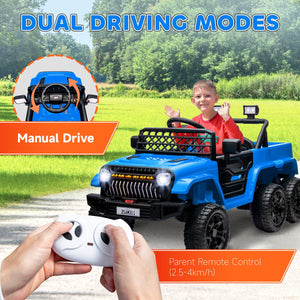 English Elm Qaba 12v Four Motor Kids Electric Ride on Truck with Trailer and Parent Remote Light Blue W2225P249886