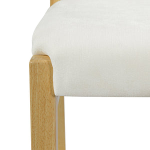 English Elm Mid-century Modern Linen Blend Dining Chairs Rubberwood Legs Sculptural Backrest Set of 2 Natural+Beige N768P442078N