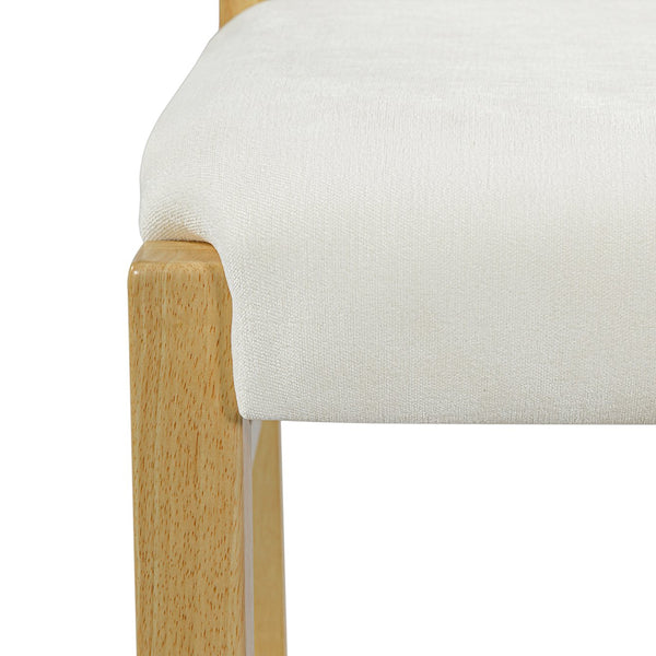 English Elm Mid-century Modern Linen Blend Dining Chairs Rubberwood Legs Sculptural Backrest Set of 2 Natural+Beige N768P442078N