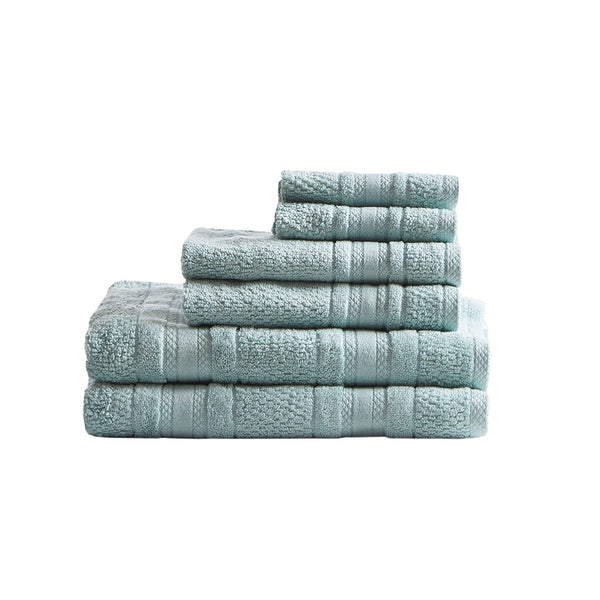 JLA Home Madison Park Essentials - Super Super Soft Cotton Quick Dry Bath Towel Set 6-Piece — Antimicrobial, OEKO-TEX Certified Luxury Seafoam MPE73-668