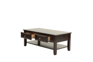 English Elm Classic Modern wooden coffee table with Ogumi veneer top, drawers & lower shelf for stylish storage Antique Black,Espresso 28 L x 10 W x 51 H B011P395606