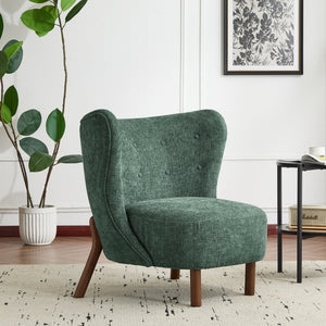 English Elm Christopher Knight Home® - Bella Plush Upholstered Armless Accent Chair with Curved Boucle Design, Birch Wood Legs, Cozy Support Green 31 L x 27 W x 19 H N776P246078G