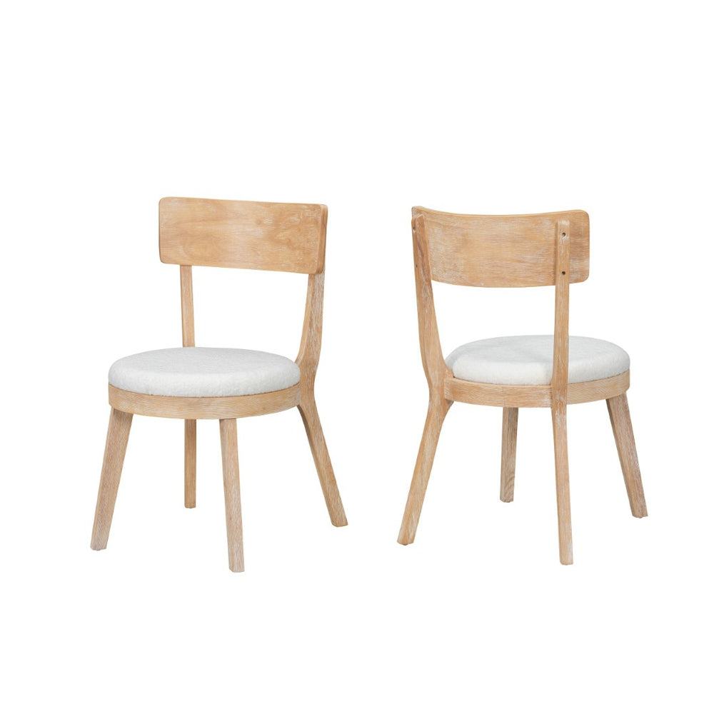 English Elm Set Of 2 Modern Upholstered Dining Chairs In Beige, Durable Rubberwood Frame For Stylish Comfort N842P315186N-GIGA