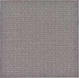 Unique Loom Outdoor Modern Links Machine Made Striped Rug Gray, Gray/Silver 6' 0" x 6' 0"